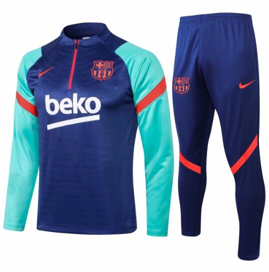 2021/22 Barcelona Blue Sweat Shirt and Trousers Training Suits